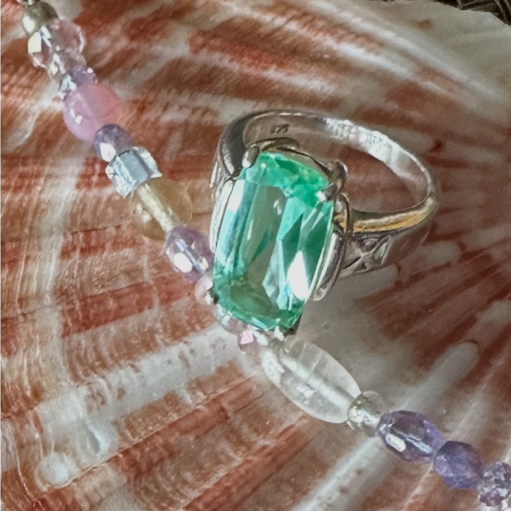 Solid 925 Sterling Silver Gemstone Ring - image 1